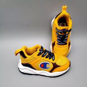 Champion 93Eighteen Block Sneakers Gold Purple Logo Comfort Toddler Youth Sz 5